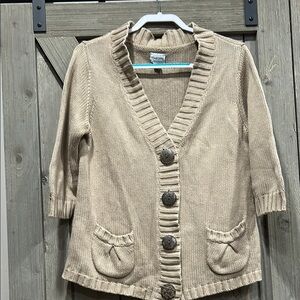 Chico's Beige Knit Cardigan